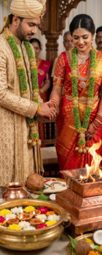 Wedding Garland - Gold - 2.5 Feet - 2 Mala (Bride & Groom)